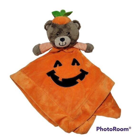Carters Halloween Baby Lovey Rattle Security Blanket Pumpkin Bear - Picture 1 of 12